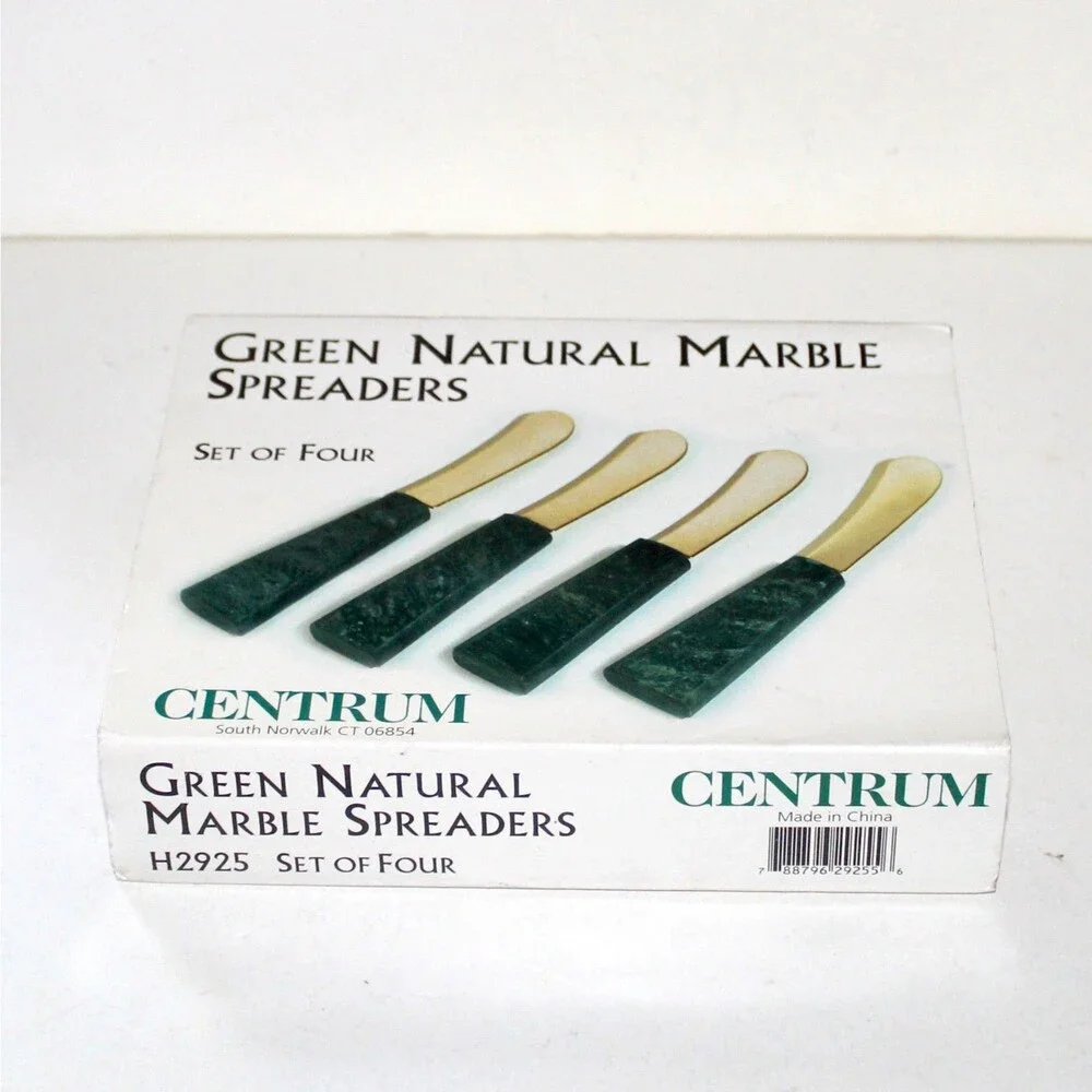 Green Natural Marble Spreaders set of 4 Centrum knives aperitif